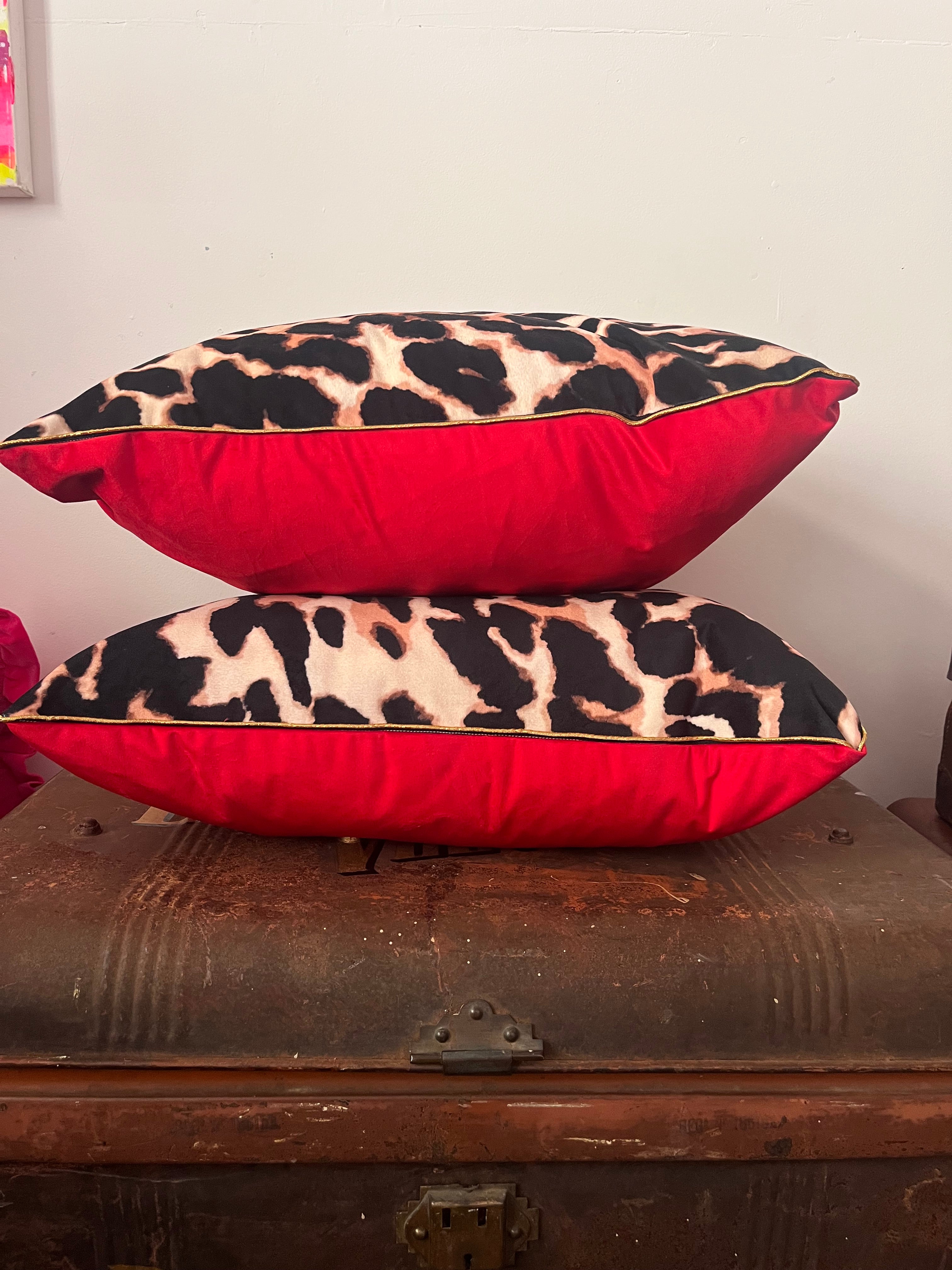 Delightful Red leopard velvet